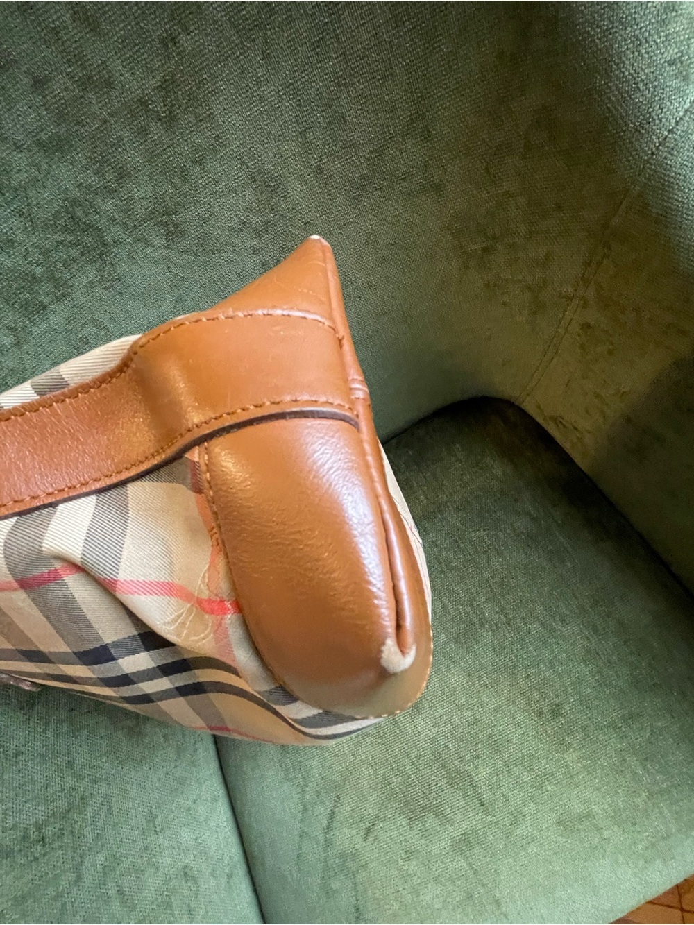 Burberry Check Satchel in Beige, Brown and Black - Picture 10 of 12